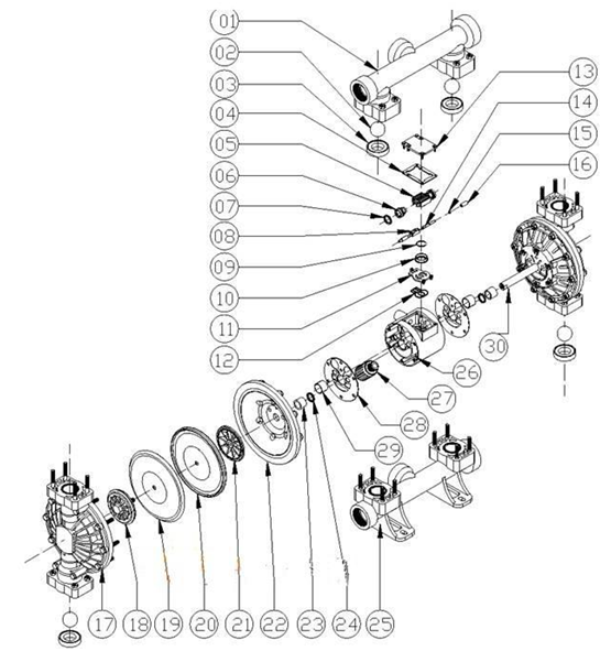 大东海泵业气动隔膜泵解剖图